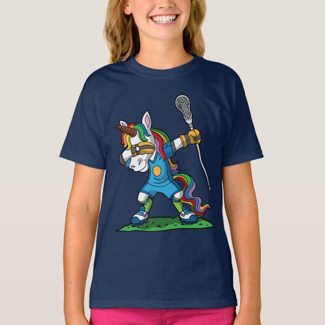 Lacrosse Dabbing Unicorn Dab LAX T-Shirt (Front)