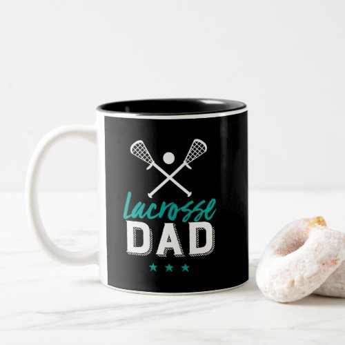Lacrosse Dad Proud Father of Sports Player Kid Two_Tone Coffee Mug