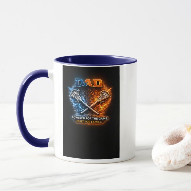 Lacrosse Dad Shield Mug – Charged for the Game Dri (With Donut)
