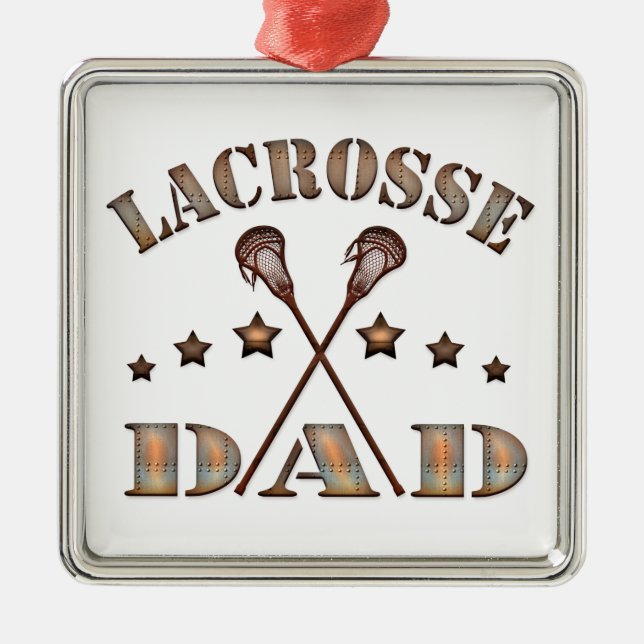 Lacrosse Dad Steampunk Style Metal Ornament (Front)