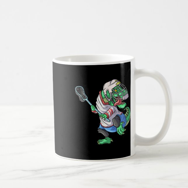 Lacrosse Dinosaur T Rex With Lacrosse Stick Funny  Coffee Mug (Right)