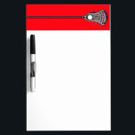 Lacrosse Dry Erase Board<br><div class="desc">Lax stick design on red background.</div>