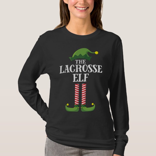 Lacrosse Elf Matching Family Group Christmas Party T-Shirt (Front)