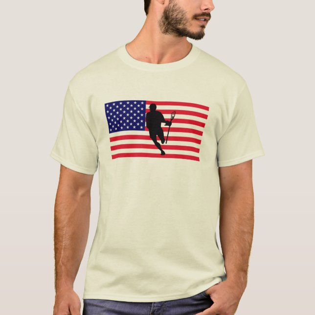 Lacrosse Flag IRock America T-Shirt (Front)