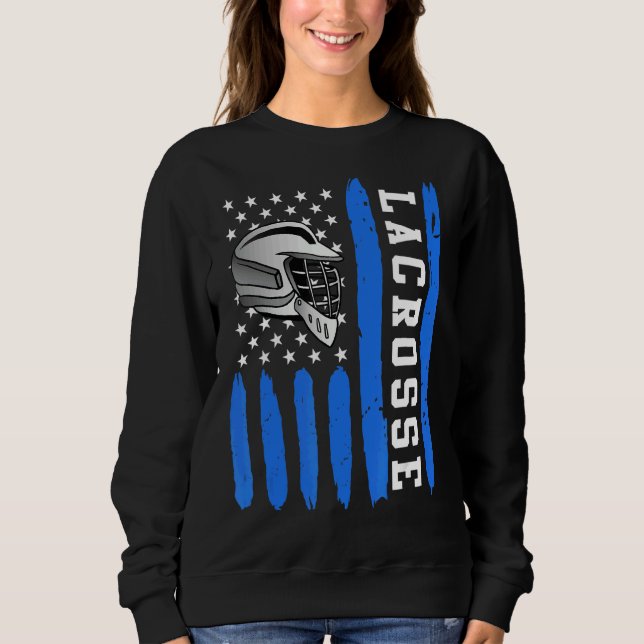Lacrosse Flag Us Lacrosse Player 1 Sweatshirt (Front)