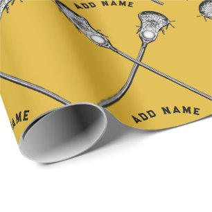 Lacrosse Gift Gold Wrapping Paper