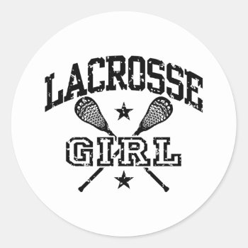 Lacrosse Girl Classic Round Sticker by magarmor at Zazzle