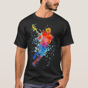 Lacrosse Girl Watercolour Sports Lacrosse Gifts T-Shirt