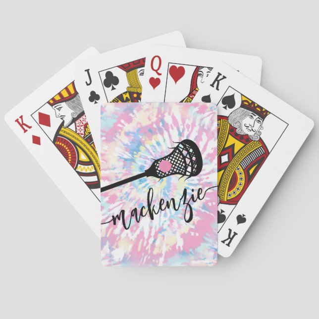Lacrosse Girl Women Personalized Name Pink Poker Cards (Back)