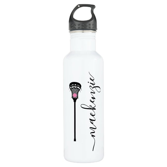 Lacrosse Girls Personalized Name Stainless Steel Stainless Steel Water Bottle (Front)