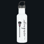 Lacrosse Girls Personalized Name Stainless Steel Water Bottle<br><div class="desc">Personalized Water Bottle for the Lacrosse Player with an elegant feminine and girly calligraphy handwriting script.</div>