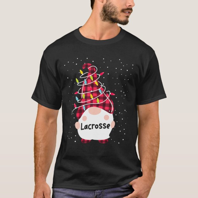 Lacrosse Gnome Matching Family Group Christmas Lig T-Shirt (Front)