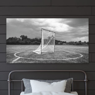 Lacrosse Goal Black and White Sports Photo Canvas Print