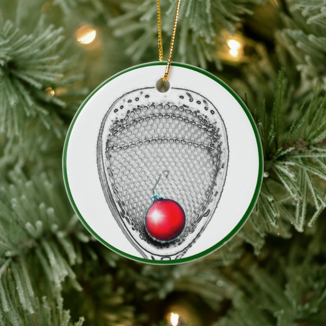 Lacrosse Goalie Christmas Collectible Ceramic Ornament (Tree)