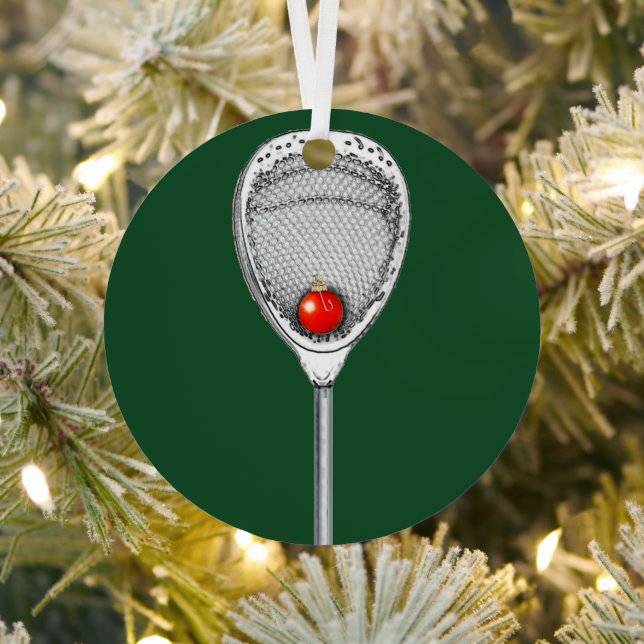 Lacrosse Goalie Christmas Collectible Metal Ornament (Insitu)