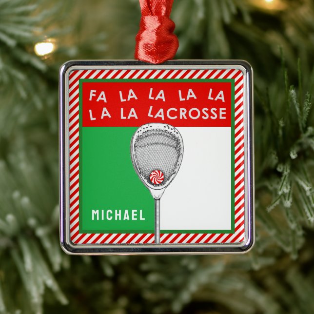 Lacrosse Goalie Holiday Gift Metal Ornament (Tree)