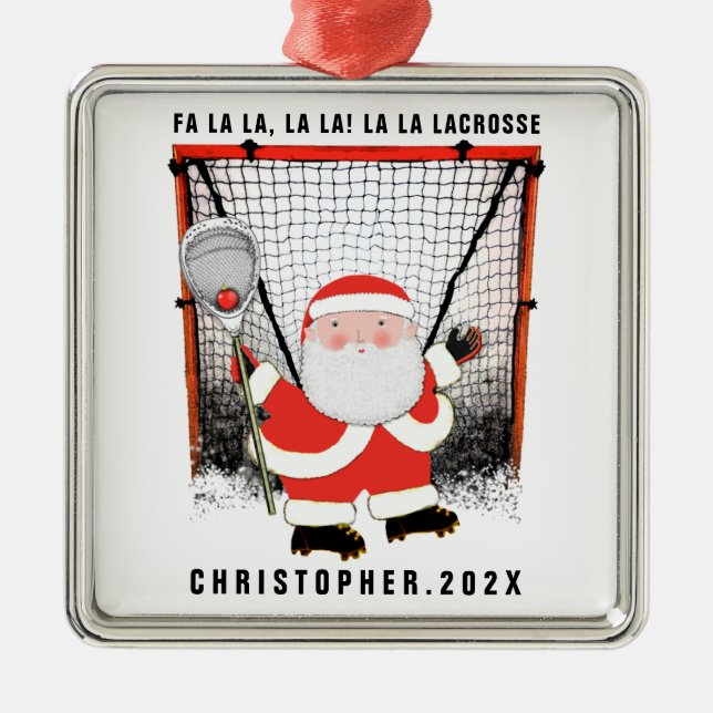 Lacrosse Goalie Holiday Gift Metal Ornament (Front)