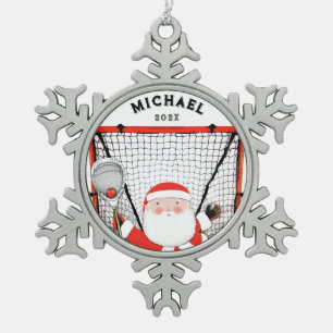 Lacrosse Goalie Holiday Gift Snowflake Pewter Christmas Ornament
