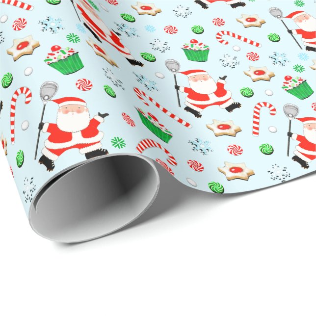 Lacrosse Goalie Holiday Gift Wrapping Paper (Roll Corner)