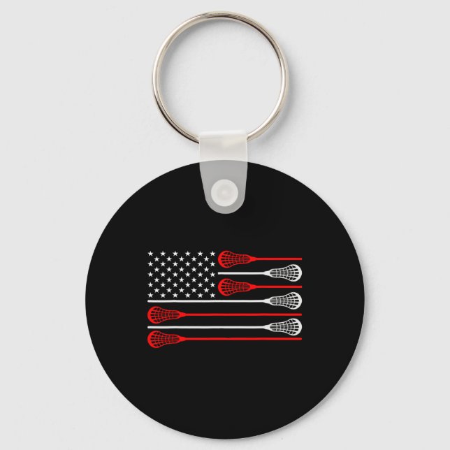 Lacrosse Goalie Lacrosse Gloves Stick Lax Goalie U Keychain (Front)