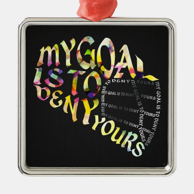 Lacrosse Goalie Mask Typography Metal Ornament (Front)