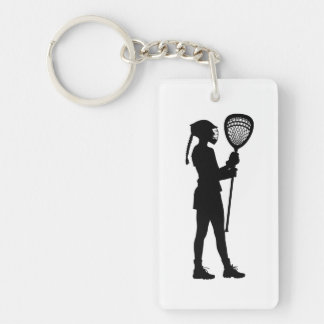 Lacrosse Goalie Silhouette Double Sided Keychain
