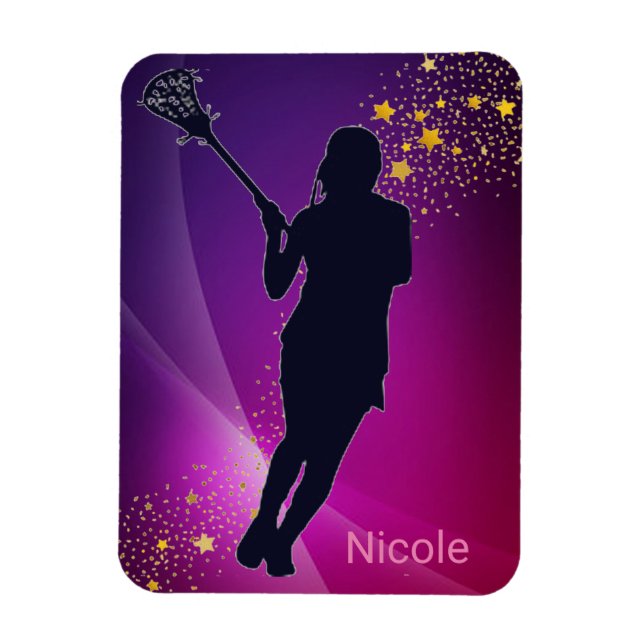 Lacrosse Gold Stars Purple Magnet (Vertical)