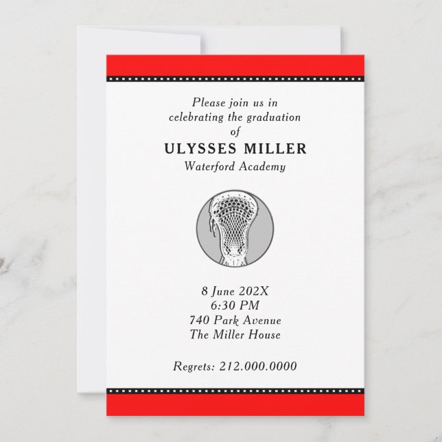 Lacrosse Graduation Party Invitation (Front)