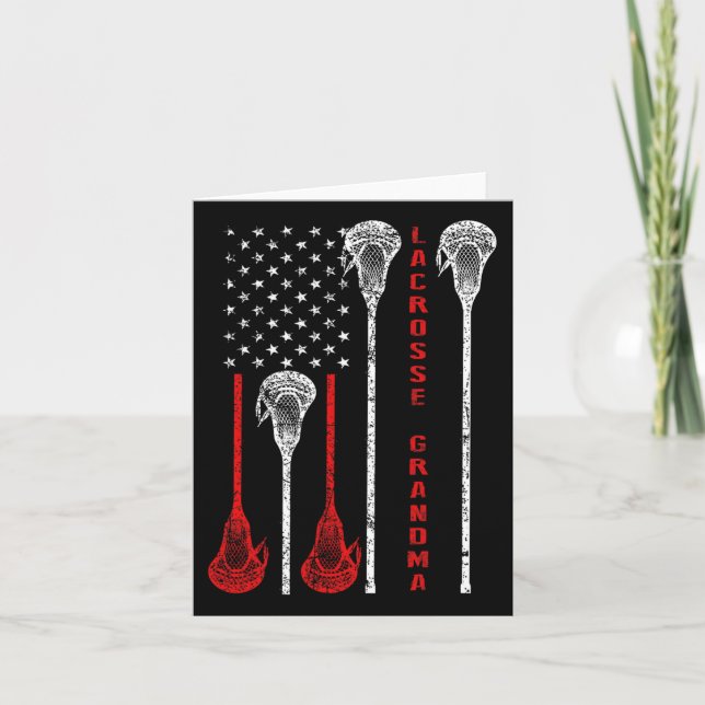 Lacrosse Grandma 4th Of July Usa Flag Gift  Card (Front)