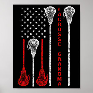 Lacrosse Grandma 4th Of July Usa Flag Gift  Poster