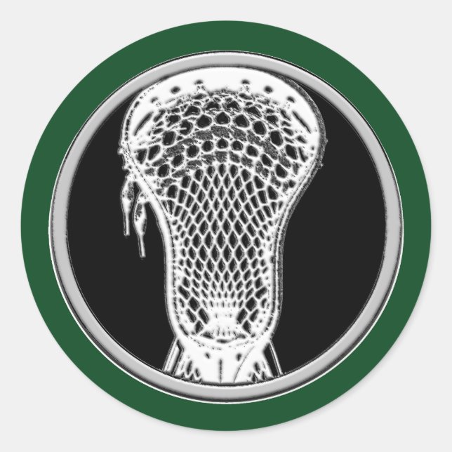 Lacrosse Green Classic Round Sticker (Front)