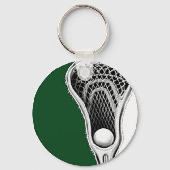 Lacrosse Green Team Keychain by lacrosseshop at Zazzle
