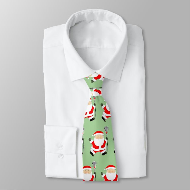 Lacrosse Guy Christmas Neck Tie (Tied)