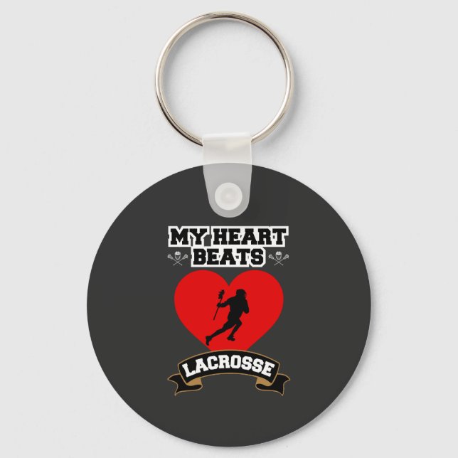 Lacrosse Heart Male Player Sport Passion Love Keychain (Front)
