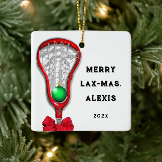 Lacrosse Holiday Gifts Ceramic Ornament (Tree)