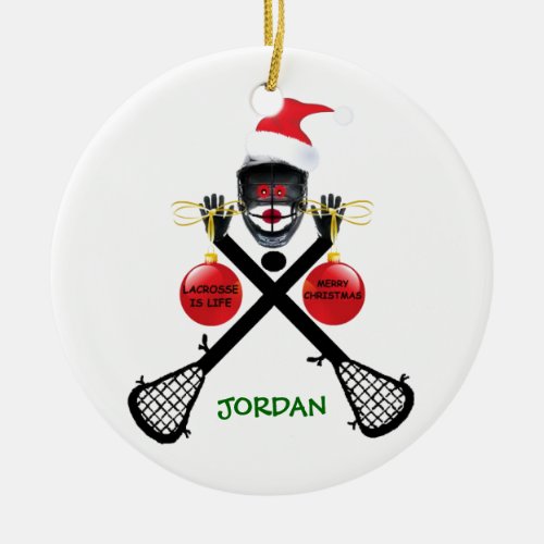 Lacrosse is Life Christmas Ceramic Ornament