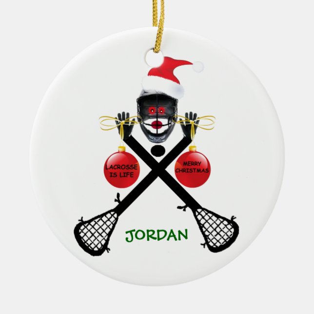 Lacrosse is Life Christmas Ceramic Ornament (Front)