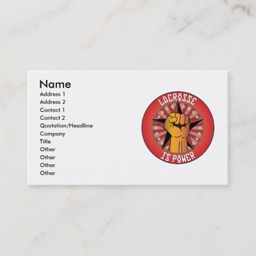 Lacrosse Is Power Business Cards