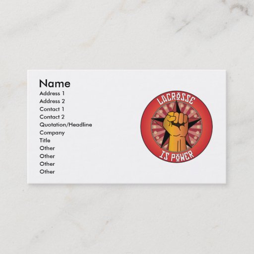 Customizable Lacrosse Is Power Business Cards