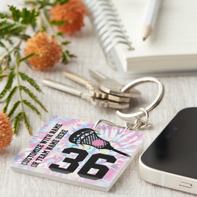 Lacrosse Jersey Number Team Sports Name  Keychain (Front Right)