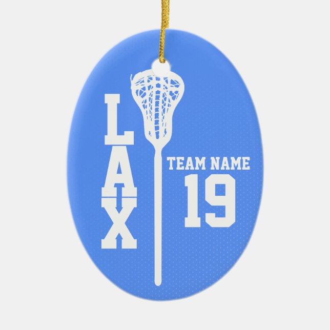 Lacrosse Jersey with Photo Blue Ceramic Ornament (Front)