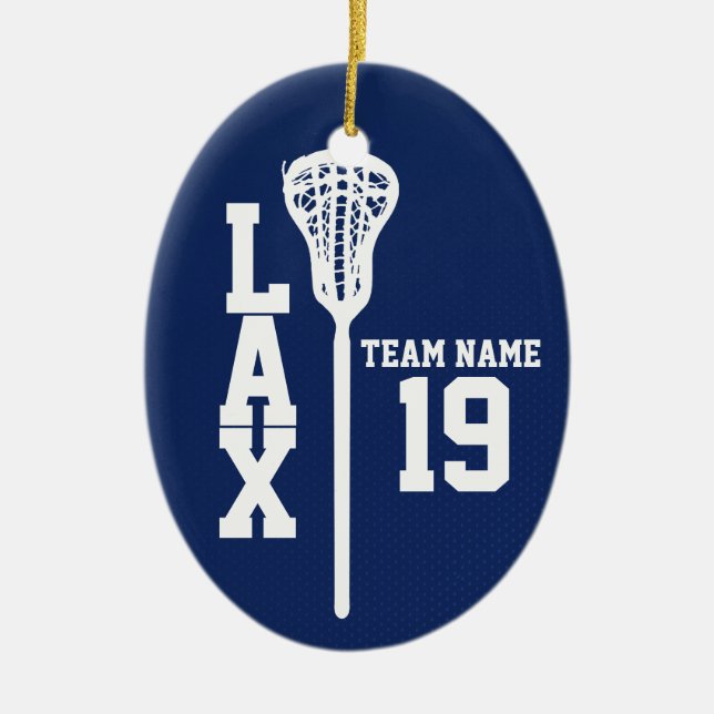 Lacrosse Jersey with Photo Dark Blue Ceramic Ornament (Front)