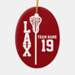 Lacrosse Jersey With Photo Red Ceramic Ornament at Zazzle