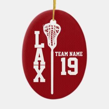 Lacrosse Jersey With Photo Red Ceramic Ornament by tshirtmeshirt at Zazzle