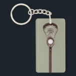 Lacrosse Keychain<br><div class="desc">Cool lacrosse stick on a slick keychain. Add text to personalize.</div>