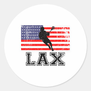 Lacrosse Lax American Flag Classic Round Sticker