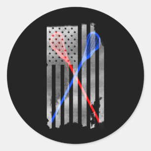 Lacrosse Lax American Flag Classic Round Sticker