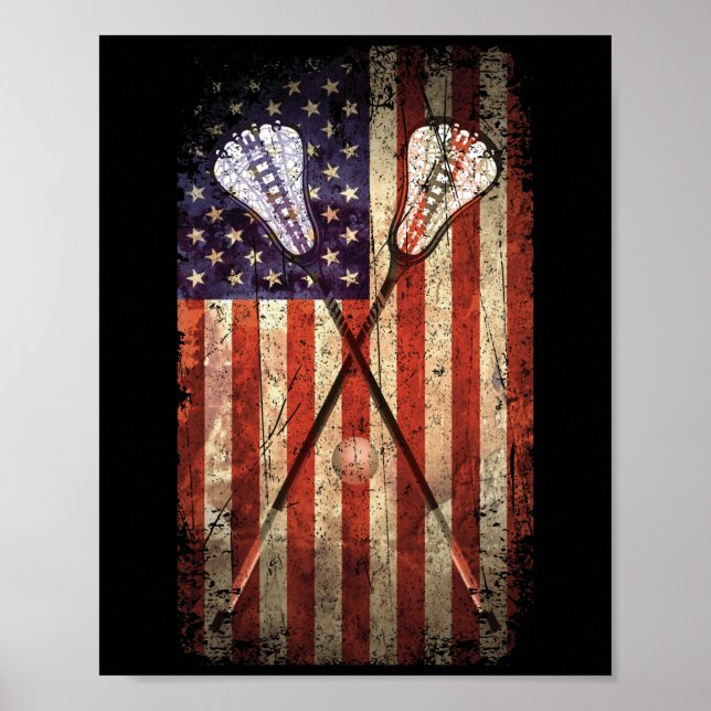 Lacrosse LAX American Flag Poster (Front)