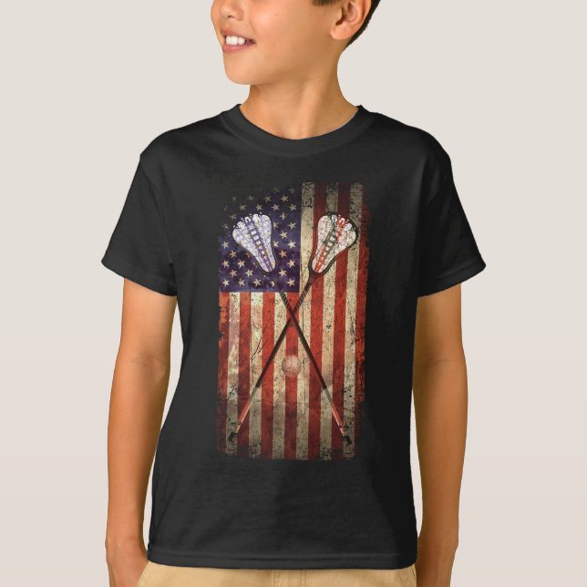 Lacrosse LAX American Flag T-Shirt (Front)