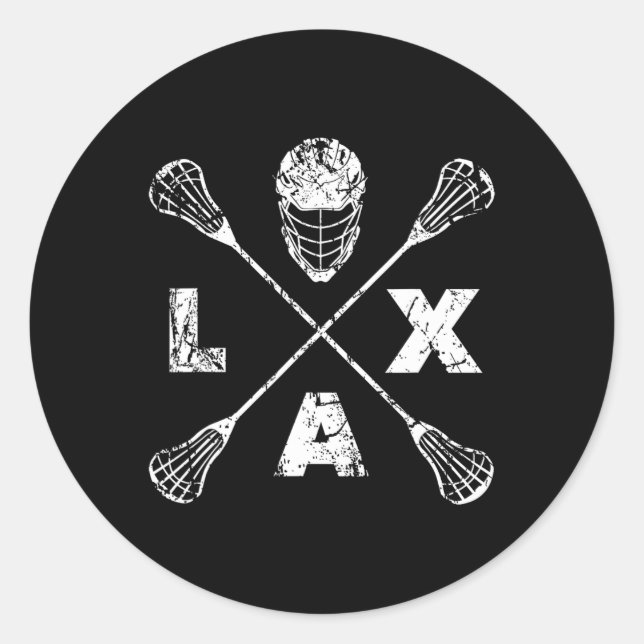 Lacrosse Lax Cross Axis  Classic Round Sticker (Front)